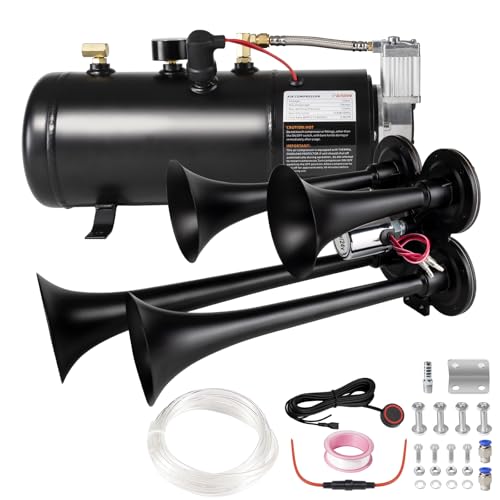 AOLIHAN 180db Air horn with 0.8 gallon Air Compressor, Super loud train horn kit with 150 PSI Air Tank for Truck, Jeep,Pickup,SUV (Black truck horn kit) - Image 1