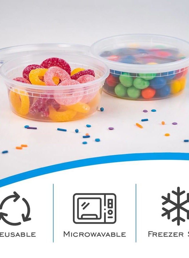 EDI [8 OZ, 25 Sets] Plastic Deli Food Storage Containers with Airtight Lids | Microwave-, Freezer-, Dishwasher-Safe | BPA Free | Heavy-Duty | Meal Prep | Leakproof | Recyclable - Image 3