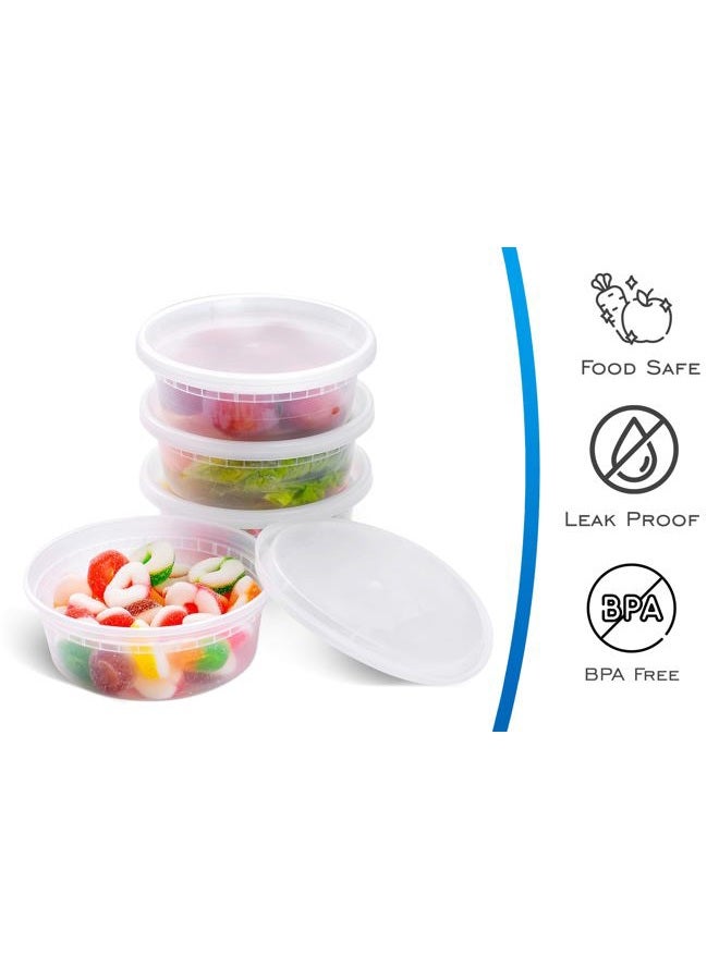 EDI [8 OZ, 25 Sets] Plastic Deli Food Storage Containers with Airtight Lids | Microwave-, Freezer-, Dishwasher-Safe | BPA Free | Heavy-Duty | Meal Prep | Leakproof | Recyclable - Image 2