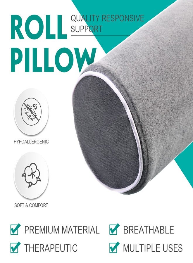 Maitys 2 Pieces Bolster Pillow Round Neck Roll Pillow Cervical Cylinder Pillow Memory Foam Pillow with Washable Cover for Neck Spine Support Sleeping Bed Legs Back Yoga Travel, 17.7 x 4.3 Inch, Grey - Image 5