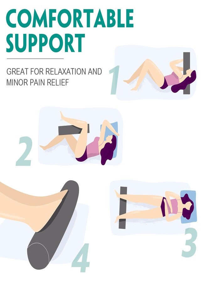 Maitys 2 Pieces Bolster Pillow Round Neck Roll Pillow Cervical Cylinder Pillow Memory Foam Pillow with Washable Cover for Neck Spine Support Sleeping Bed Legs Back Yoga Travel, 17.7 x 4.3 Inch, Grey - Image 2