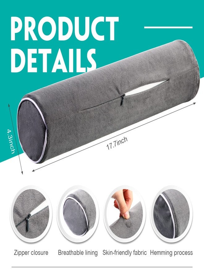 Maitys 2 Pieces Bolster Pillow Round Neck Roll Pillow Cervical Cylinder Pillow Memory Foam Pillow with Washable Cover for Neck Spine Support Sleeping Bed Legs Back Yoga Travel, 17.7 x 4.3 Inch, Grey - Image 4