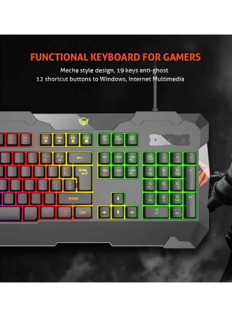 ميشين مجموعة الألعاب Meetion MT C505 (4 في 1): لوحة مفاتيح بإضاءة RGB، وماوس بدقة 3200 نقطة في البوصة (DPI)، وسماعة رأس مضيئة مزودة بميكروفون متعدد الاتجاهات، ولوحة ماوس عالية الدقة. - Image 3