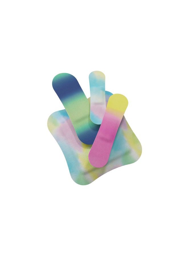 Welly Bandages | Adhesive Flexible Fabric Bravery Badges | Assorted Shapes for Minor Cuts, Scrapes, and Wounds | Colorful and Fun First Aid Tin | Colorwash Tie Dye Patterns - 48 Count - Image 5