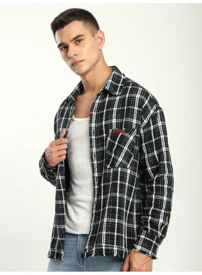 Beyoung Black Rugged Flannel Overshirt