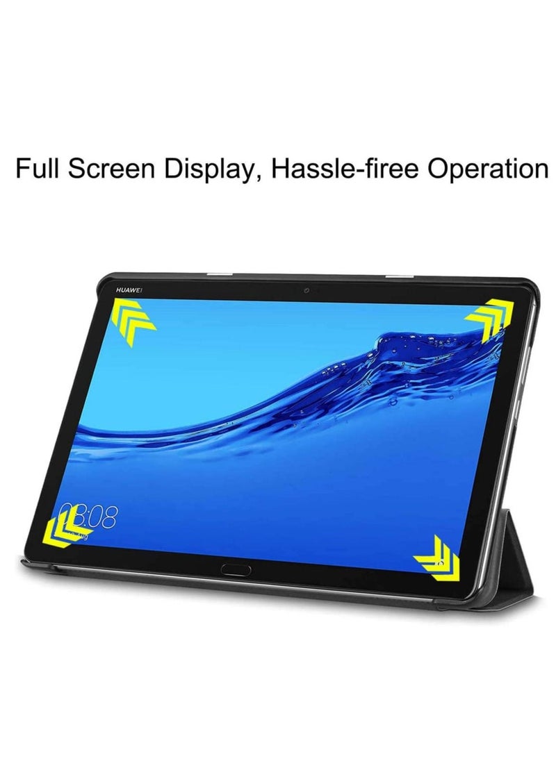 Case Compatible with Huawei MediaPad M5 Lite 10 inch, Tri-Fold Ultra Slim Stand Smart Case Cover with Auto Wake/Sleep Compatible for Huawei MediaPad M5 Lite 10" Android Tablet (Black)