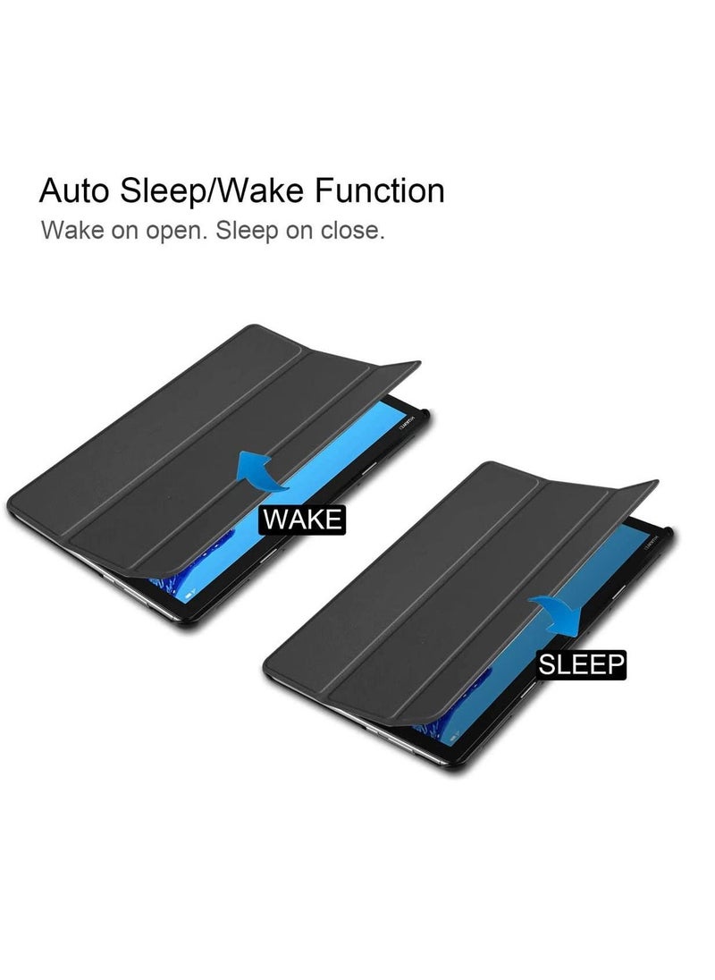 Case Compatible with Huawei MediaPad M5 Lite 10 inch, Tri-Fold Ultra Slim Stand Smart Case Cover with Auto Wake/Sleep Compatible for Huawei MediaPad M5 Lite 10" Android Tablet (Black)