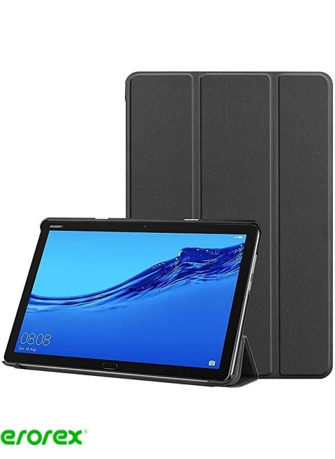 Case Compatible with Huawei MediaPad M5 Lite 10 inch, Tri-Fold Ultra Slim Stand Smart Case Cover with Auto Wake/Sleep Compatible for Huawei MediaPad M5 Lite 10" Android Tablet (Black)