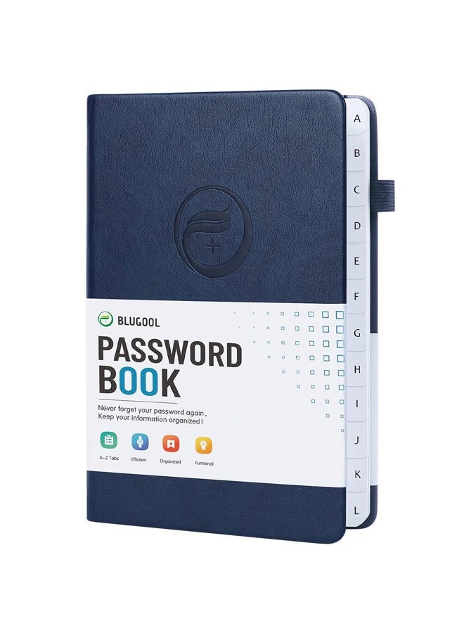 Blugool Password Book with Alphabetical Tabs, Hardcover Password Keeper, Password Notebook Organizer for Computer and Internet Address Website Login, Gifts for Home and Office, 5.3''x 7.7''- Navy Blue - Image 1