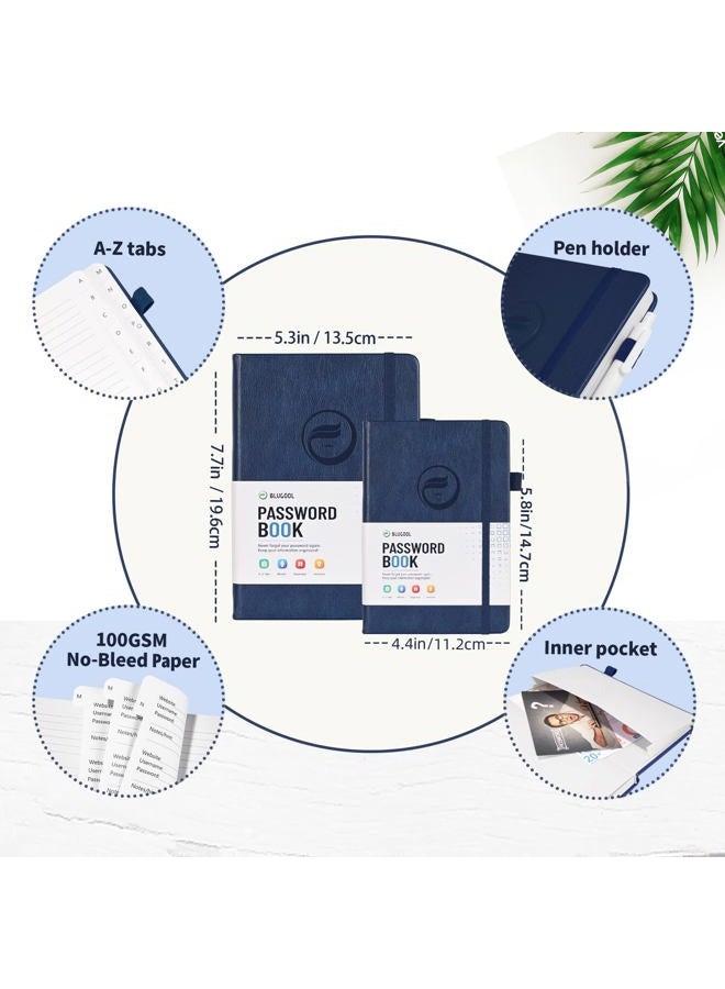 Blugool Password Book with Alphabetical Tabs, Hardcover Password Keeper, Password Notebook Organizer for Computer and Internet Address Website Login, Gifts for Home and Office, 5.3''x 7.7''- Navy Blue - Image 4