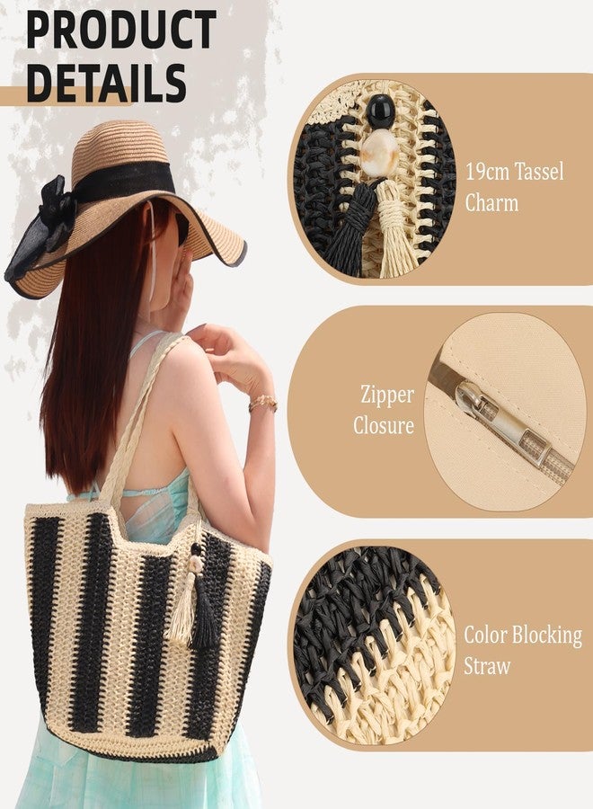 KUANG! Womens Straw Bags Beach Tote Bag Handwoven Hobo Bag Large Summer Beach Straw Bag - Image 2