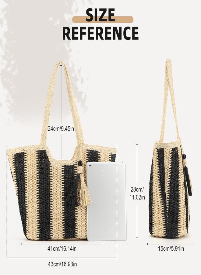 KUANG! Womens Straw Bags Beach Tote Bag Handwoven Hobo Bag Large Summer Beach Straw Bag - Image 4