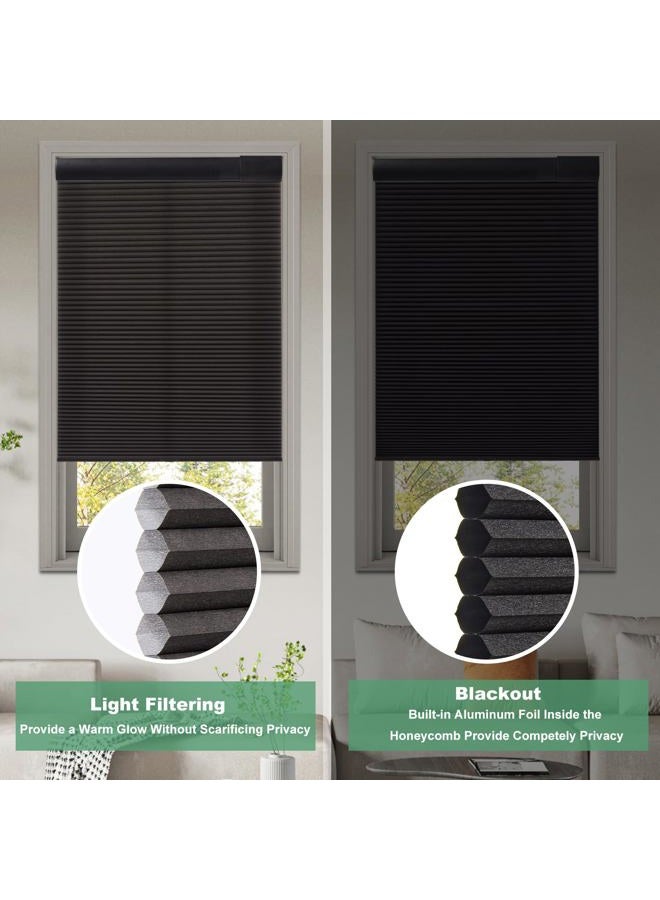 Tonature No Drill Cellular Shades for Indoor Windows, Thermal Insulating & Noise Reducing Honeycomb Blinds, Free Stop Cordless Blackout Shades, Black, 22" W x 64" H - Image 5
