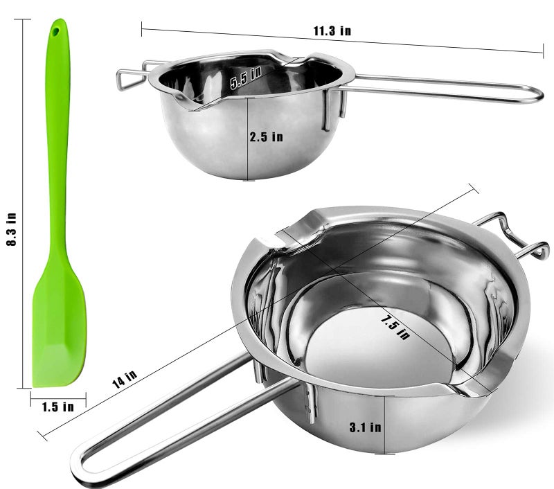 Sysmie Double Boiler Pot Set for Melting Chocolate, Butter, Cheese, Caramel and Candy - 18/8 Steel Melting Pot, 2 Cup Capacity, Including The Biggest and Smallest Capacity… - Image 2