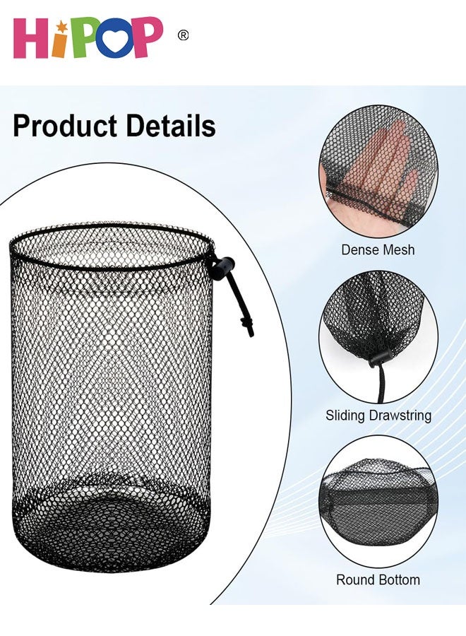 HIPOP 6 Pieces Mesh Bags with Drawstring, Black Nylon Mesh Bag, Small Travel Mesh Storage Bag, Drawstring Bag for Tennis Travel Toys, Cosmetics - Image 3