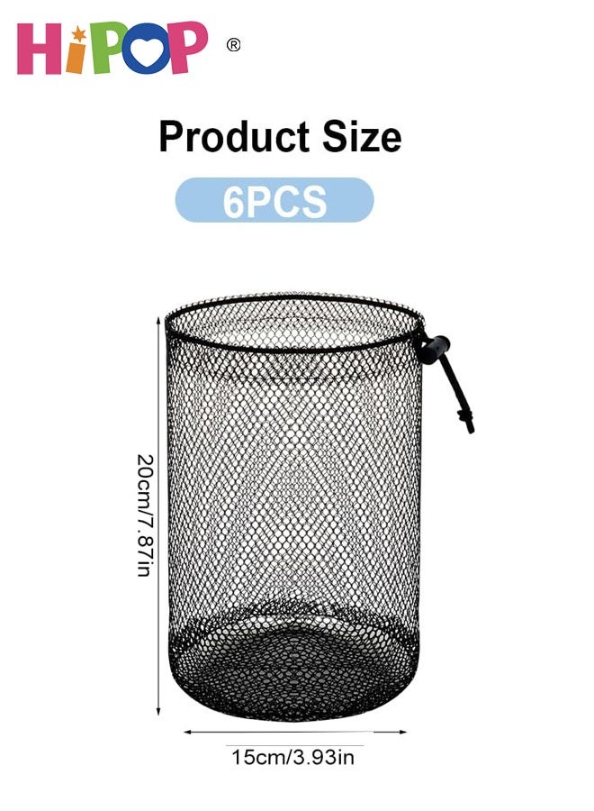 HIPOP 6 Pieces Mesh Bags with Drawstring, Black Nylon Mesh Bag, Small Travel Mesh Storage Bag, Drawstring Bag for Tennis Travel Toys, Cosmetics - Image 2