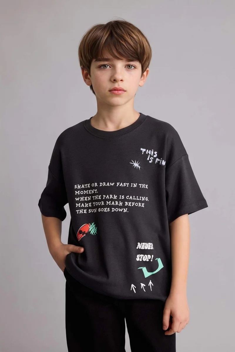 ديفاكتو Boy New Regular Fit Crew Neck T-Shirt