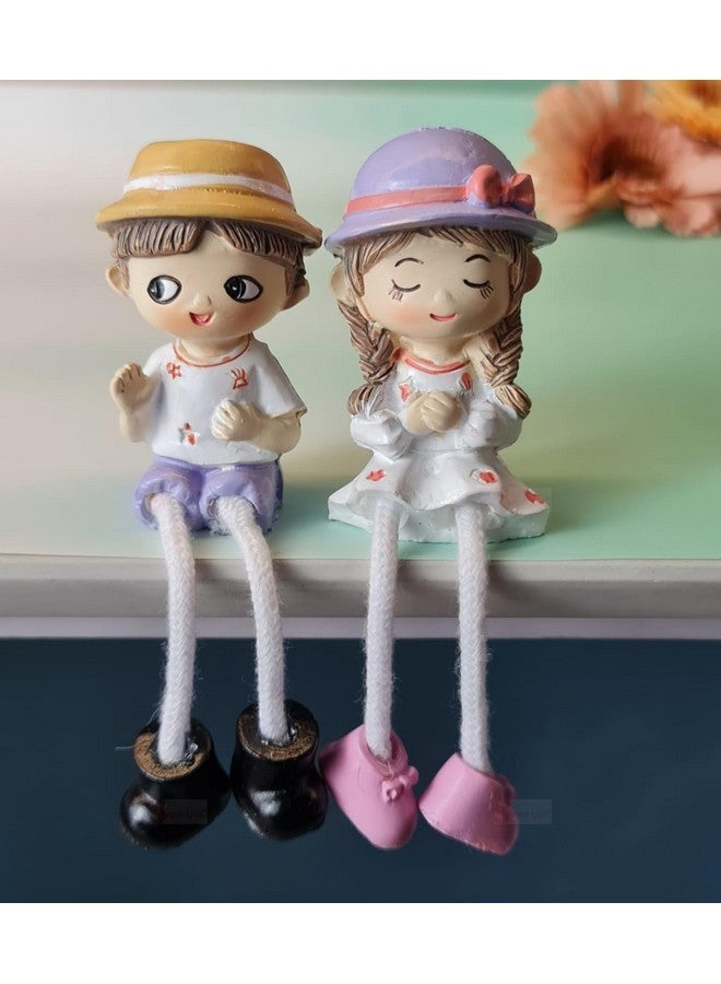 Satyam Kraft SATYAM KRAFT 1 Set Hanging Legs Romantic Couple Showpiece | Cute Boy &Girl for Home Décor, Living Room, Bedroom | Wedding, Anniversary, Engagement, Birthday Gift for Girlfriend (Multicolour, 2 Pcs) - Image 4