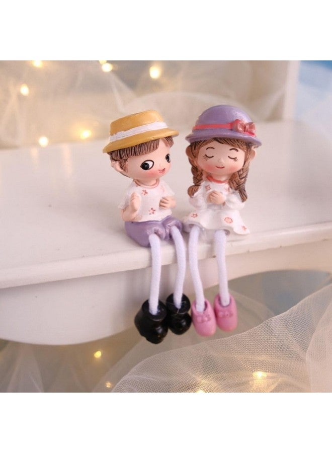 Satyam Kraft SATYAM KRAFT 1 Set Hanging Legs Romantic Couple Showpiece | Cute Boy &Girl for Home Décor, Living Room, Bedroom | Wedding, Anniversary, Engagement, Birthday Gift for Girlfriend (Multicolour, 2 Pcs) - Image 2