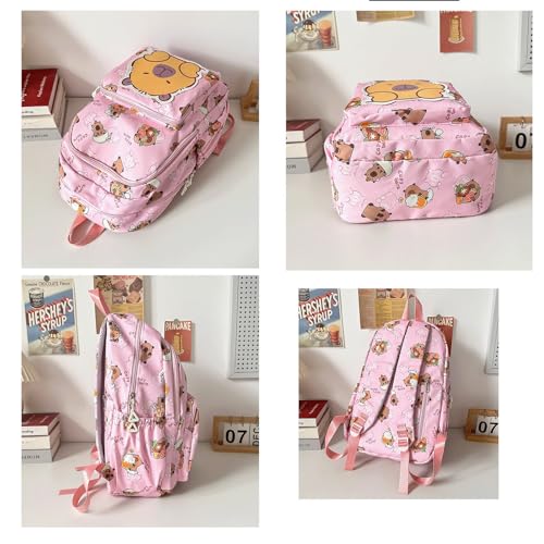 LOTUSTAR Capybara Backpack Nylon Smile Capibara Bag Kawaii Capivara Cute Kapibara Bag Capy Bara Cappy Barra Daypack Black - Image 3