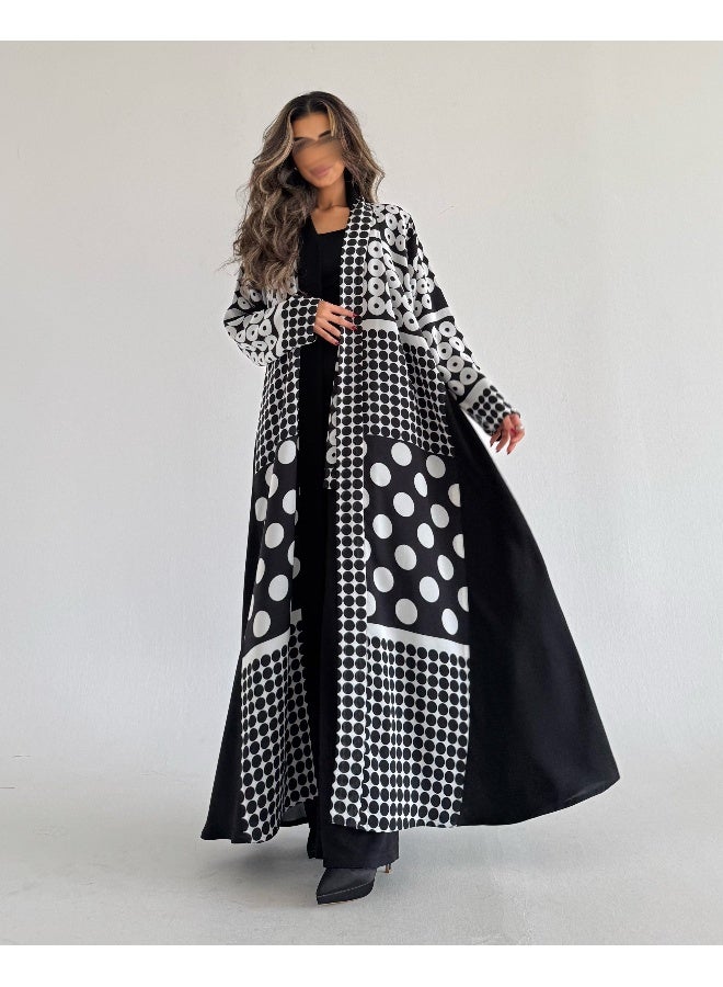 آية MW1548 عباية منقط اسود وابيض - Image 4