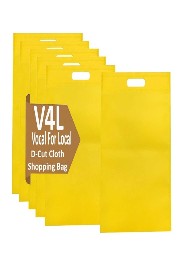 V4L Yellow Color D-Cut Cloth Carry Bag, Handle Bag, Shopping Bag, Daily Use Bag, Gift Bag Size 16X20, PACK OF 100 - Image 2