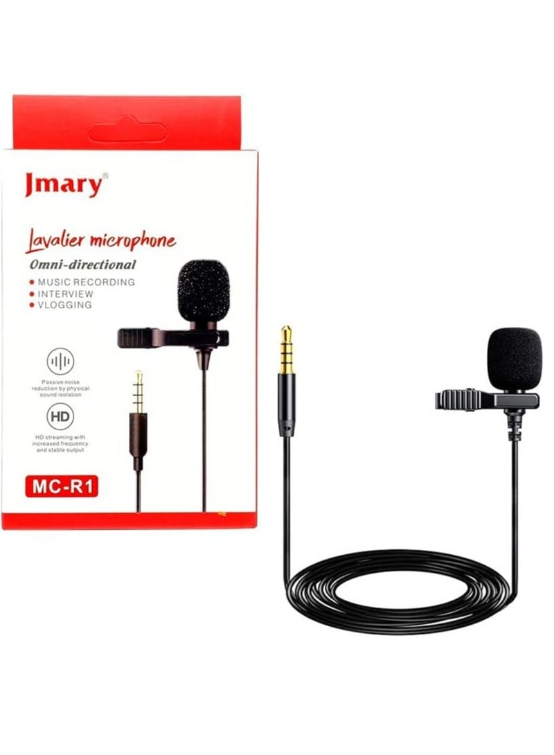 Jmary Microphone JMARY MC-R1 - Professional Lavalier Lapel Microphone Omnidirectional Condenser Mic for Mobile Recording Mic for YouTube Video Interview -Black - Image 3