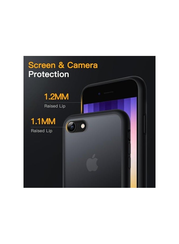 JETech Matte Case for iPhone SE 3/2 (2022/2020), iPhone 8/7, 4.7-Inch, Shockproof Military Grade Drop Protection, Frosted Translucent Back Phone Cover, Anti-Fingerprint (Black) - Image 2