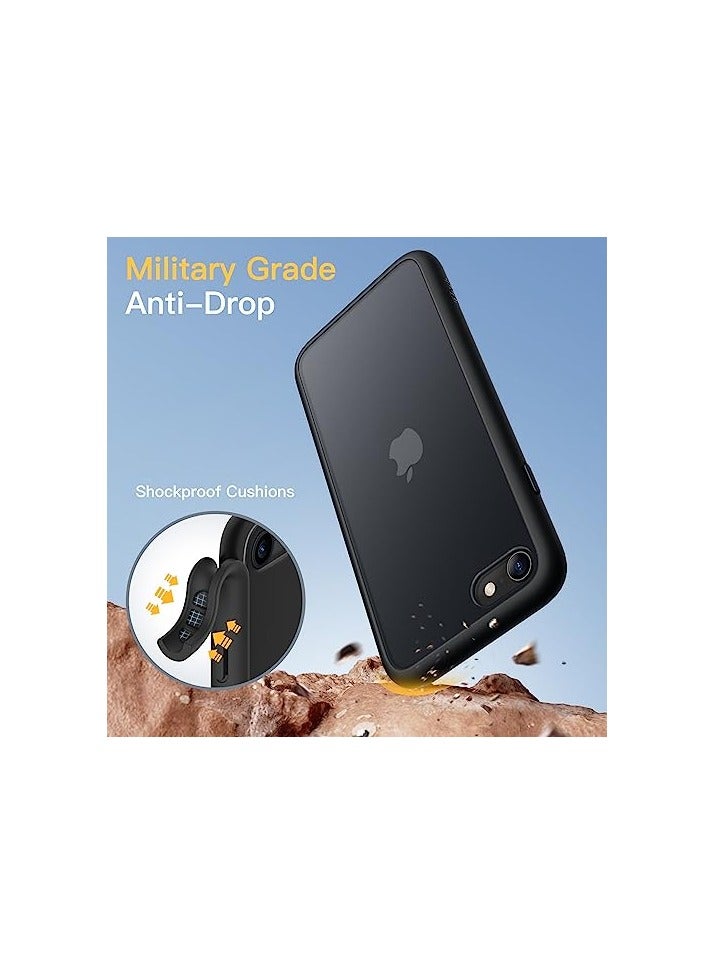 JETech Matte Case for iPhone SE 3/2 (2022/2020), iPhone 8/7, 4.7-Inch, Shockproof Military Grade Drop Protection, Frosted Translucent Back Phone Cover, Anti-Fingerprint (Black) - Image 3