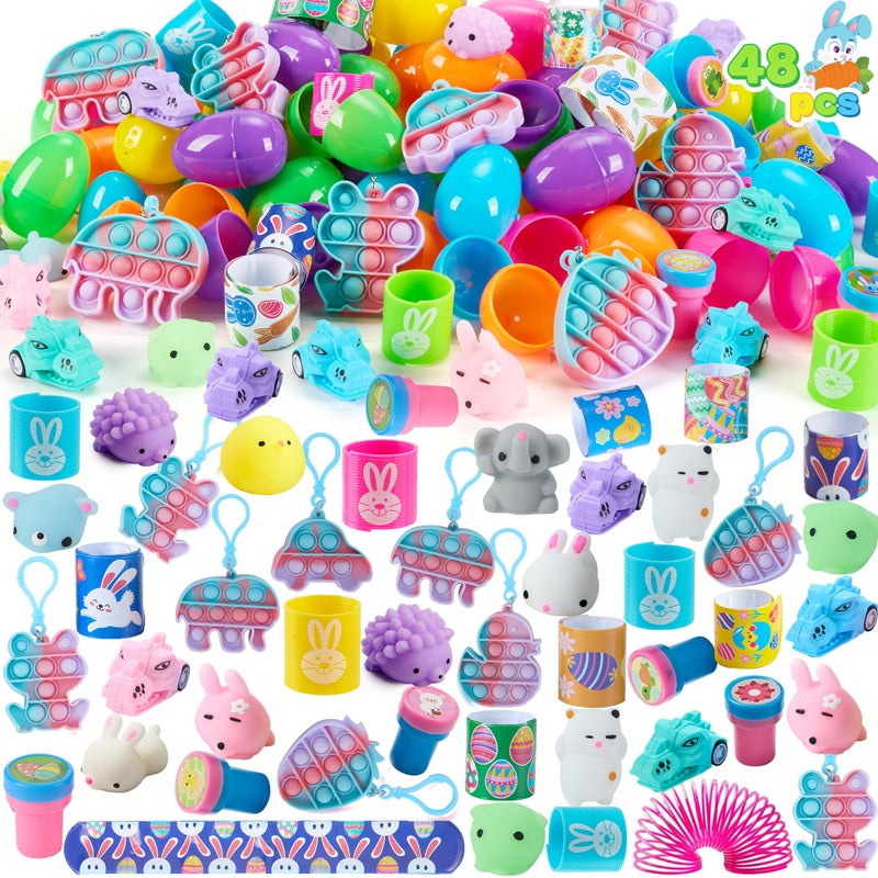 JOYIN 48 PCS Prefilled Easter Eggs with Assorted Toys, Stress Relief Toys for Easter Egg Hunt, Basket Stuffers, Party Favors, and Goodie Bag Fillers - Image 1