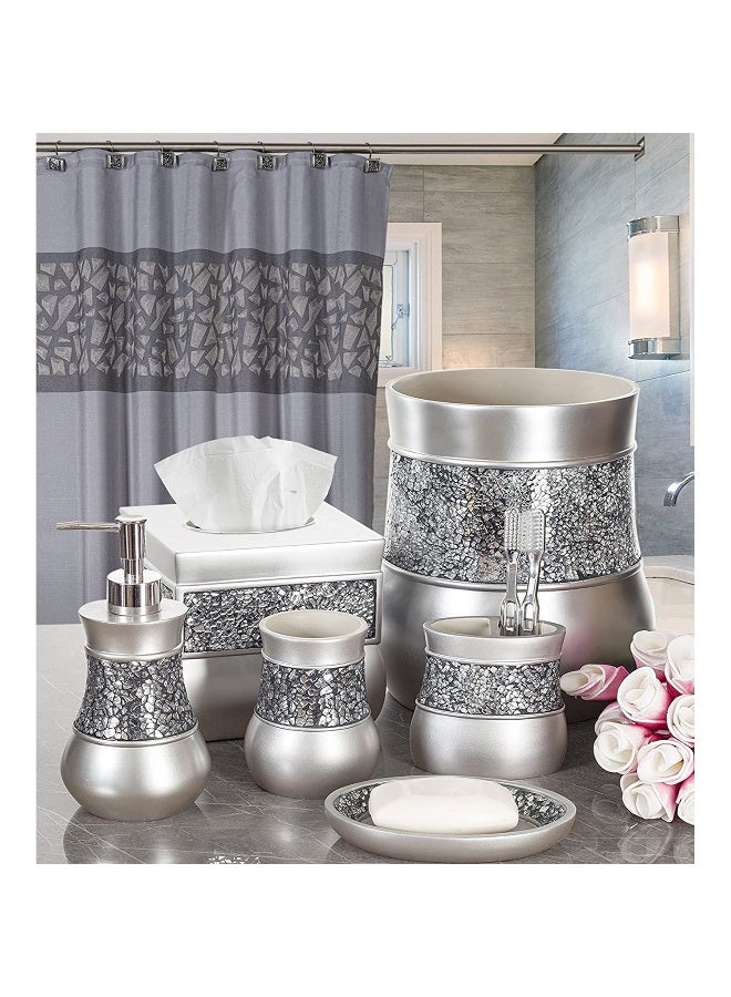 Creative Scents Crackled Glass Bathroom Tumbler Cup - Decorative Silver Crackled Glass Rinse Mug for Water, Best Tumblers for Mouthwash/Rinsing - Image 5