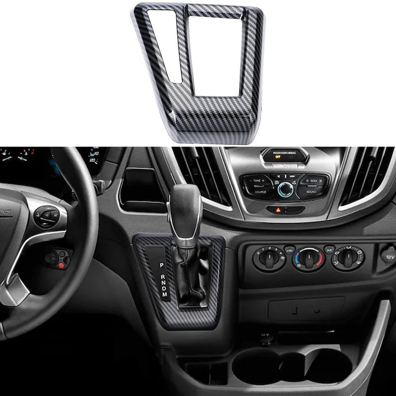 RUIHE Fit for Ford Transit150 Transit250 Transit350 2019 2018 2017 2016 2015 Gear Shift Cover Bezel Trim Carbon Fiber Style Plastic Panel Automatic Shifter Console Frame Decor Interior Accessories - Image 1