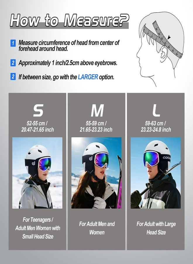 Odoland Ski Helmet and Goggles Set for Adults & Youth, Snowboard Helmet with Goggles - Shockproof Winter Sports Helmet with Protective Shell for Men, Women & Teens, Black, M - Image 2