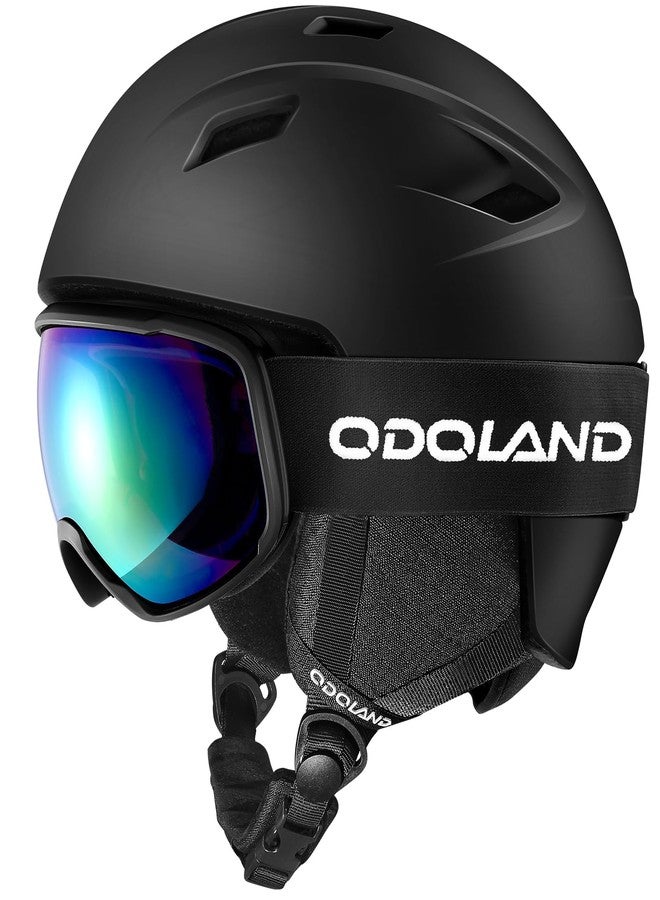 Odoland Ski Helmet and Goggles Set for Adults & Youth, Snowboard Helmet with Goggles - Shockproof Winter Sports Helmet with Protective Shell for Men, Women & Teens, Black, M - Image 1