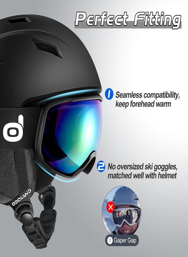 Odoland Ski Helmet and Goggles Set for Adults & Youth, Snowboard Helmet with Goggles - Shockproof Winter Sports Helmet with Protective Shell for Men, Women & Teens, Black, M - Image 3