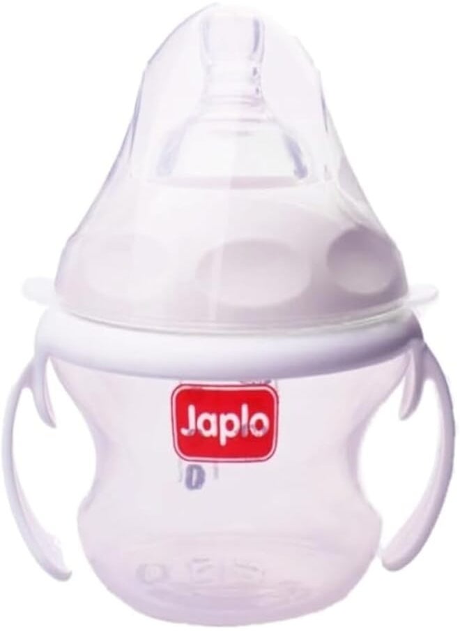 Japlo Japlo Nana Natural Feeding Bottle, for natural feeling like the sensation of breastfeeding, with Anti-colic nipple & Lukewarm water mixer 160 ml- white colour (seprate handes) 
