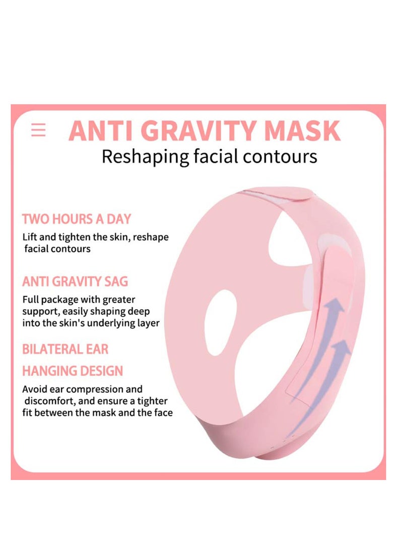 SYOSI 1 Pcs Facial Lifting Belt Face Lift Band Soothing Comfy Double Chin Reducing Device with Thin Female Shaper Reusable Breathable and Comfortable V Line Mask Pink  - Image 4