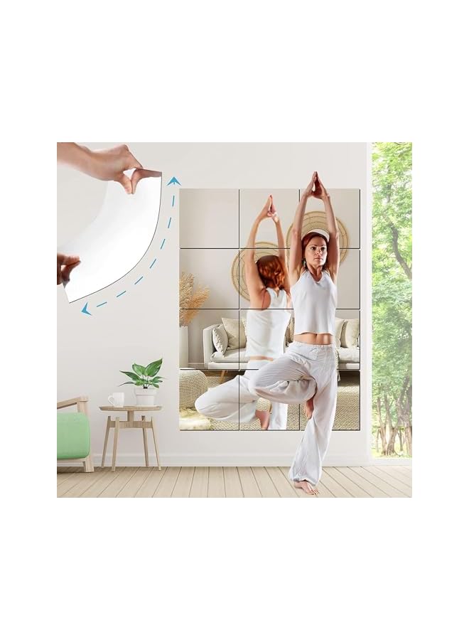 The Bros Full Length Wall Mirror Tiles, 20x 20 CM x 4 Pcs Acrylic Mirror Wall-Mounted, Non Glass Safety Mirror Great for Baby Kids Playroom, Used as Dorm Mirror Door Mirror Gym Mirror - Image 5