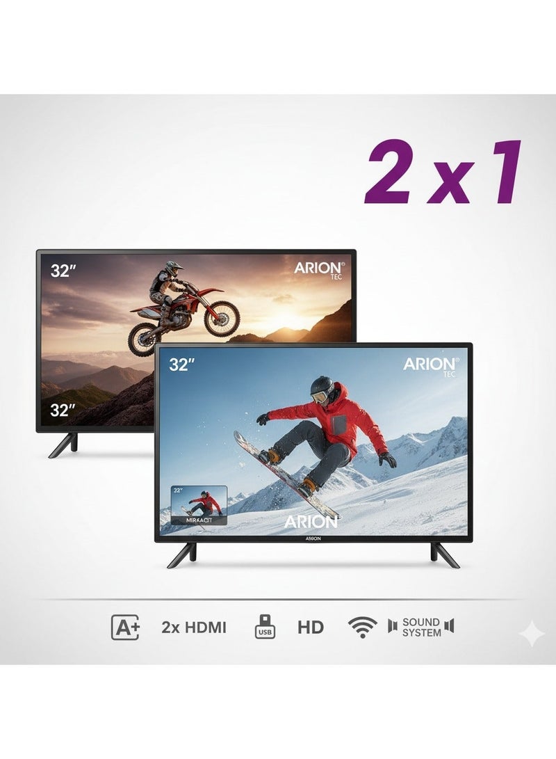 Arion Exclusive Arion 2 TVs Bundle: 2x 32" Frameless HD LED TVs (Includes MiraCast Model) AR-32RA310F & AR-32RA410F AR-32RA410F Bundle - Image 2