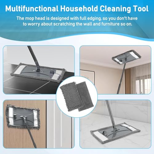 VOUBIEN Wall Cleaner Mop with Long Handle, Wall Dust Cleaning Mop for Washing Walls with 2 Microfiber Reusable Pads,Floor Dry Wet Dust Mops for Wall Washer, Floor,Ceiling Cleaner - Image 2