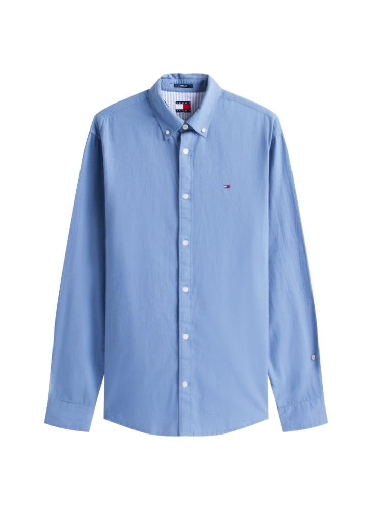 تومي جينز قميص بأكمام طويلة بقصة عادية من مزيج الكتان - Image 4