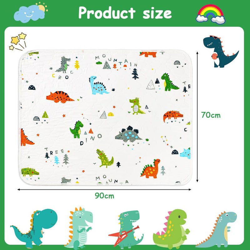 Aolso Potty Training Bed Pads, Thick Protector for Kids, 70 * 90cm Wetting Mattress Protector Sheets Mats, Washable for Toddler & Single Size Bed (Dinosaur) - Image 2