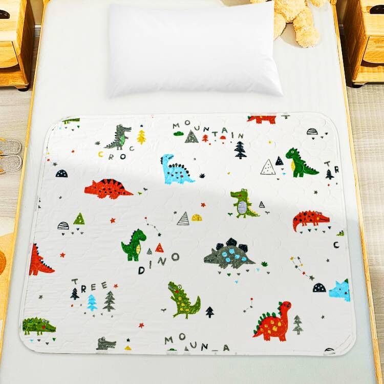 Aolso Potty Training Bed Pads, Thick Protector for Kids, 70 * 90cm Wetting Mattress Protector Sheets Mats, Washable for Toddler & Single Size Bed (Dinosaur) - Image 1