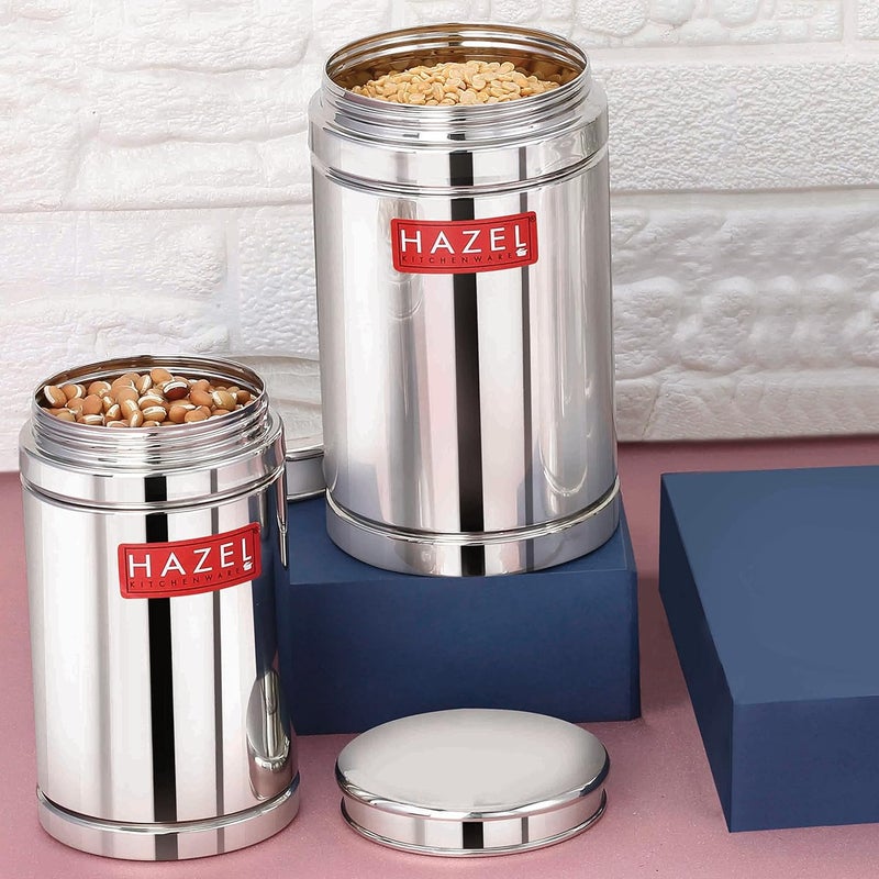 HAZEL Kitchen Steel Container Set Combo Steel Storage Box for Kitchen Steel Container for Kitchen Storage Set of 6 800ml 1200ml Ideal for Storing Rice Cereal Pulse Snacks - Image 2