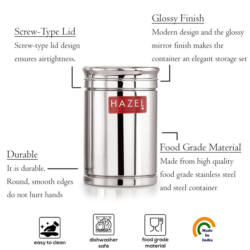 HAZEL Kitchen Steel Container Set Combo Steel Storage Box for Kitchen Steel Container for Kitchen Storage Set of 6 800ml 1200ml Ideal for Storing Rice Cereal Pulse Snacks - Image 3