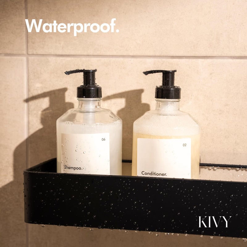 KIVY Glass Soap Dispenser Set [INCL. Waterproof Labels] - Brown Glass Soap Dispenser with Pump - Hand Soap and Dish Soap Set - for Kitchen, Shower & Bathroom (2X 16oz) - Image 3