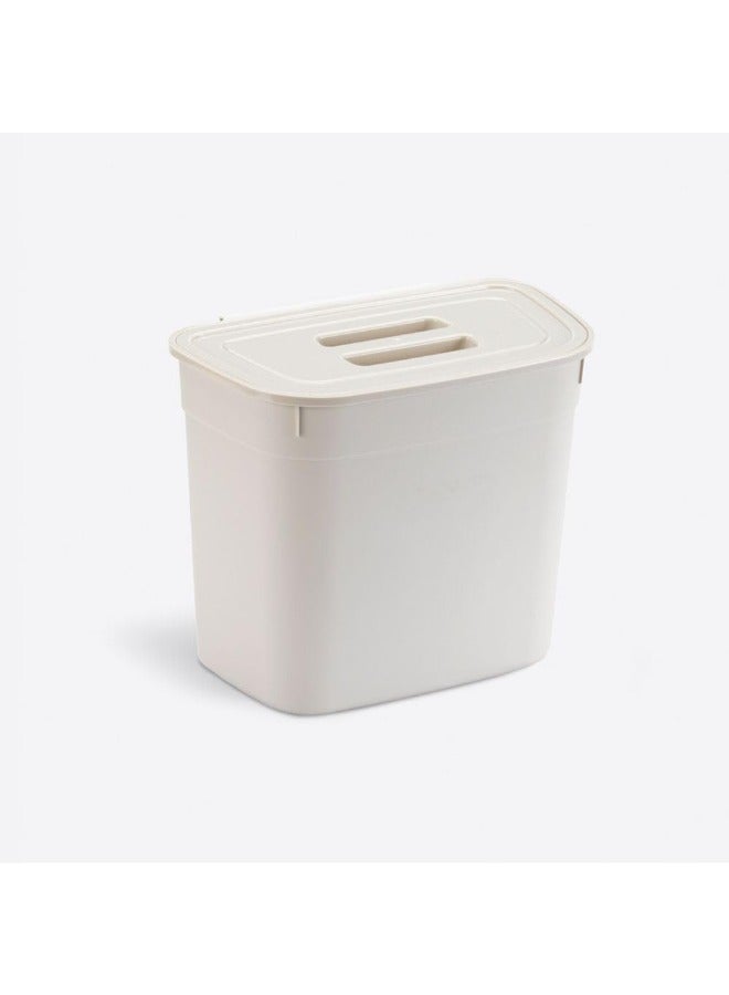 Hanging Bucket With Lid, Plastic Kitchen Basket Cabinet Door Classification, under Kitchen Sink Trash Bin Organizer-Beige - Image 1