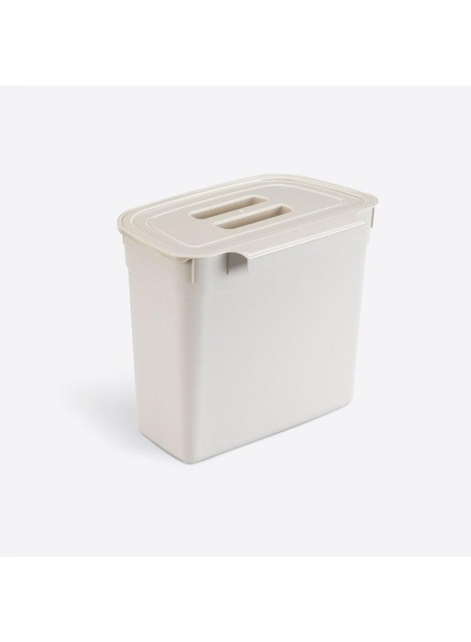 Hanging Bucket With Lid, Plastic Kitchen Basket Cabinet Door Classification, under Kitchen Sink Trash Bin Organizer-Beige - Image 2