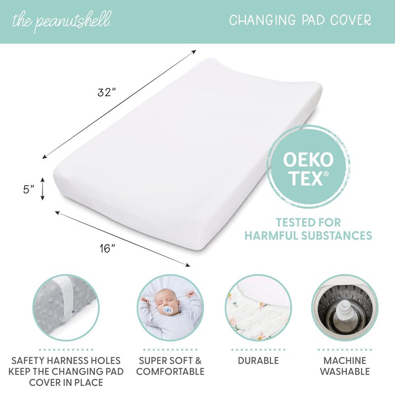 The Peanut Shell The Peanutshell Baby Changing Pad Covers Girl Pink Minky Changing Table Sheets for Girls Boho Rainbow Floral Nursery Decor - Image 2