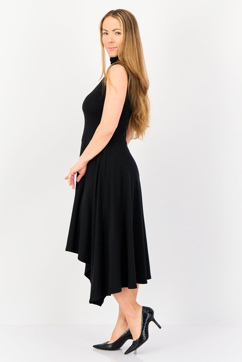 bebe Women Solid Midi Dress, Black  - Image 3